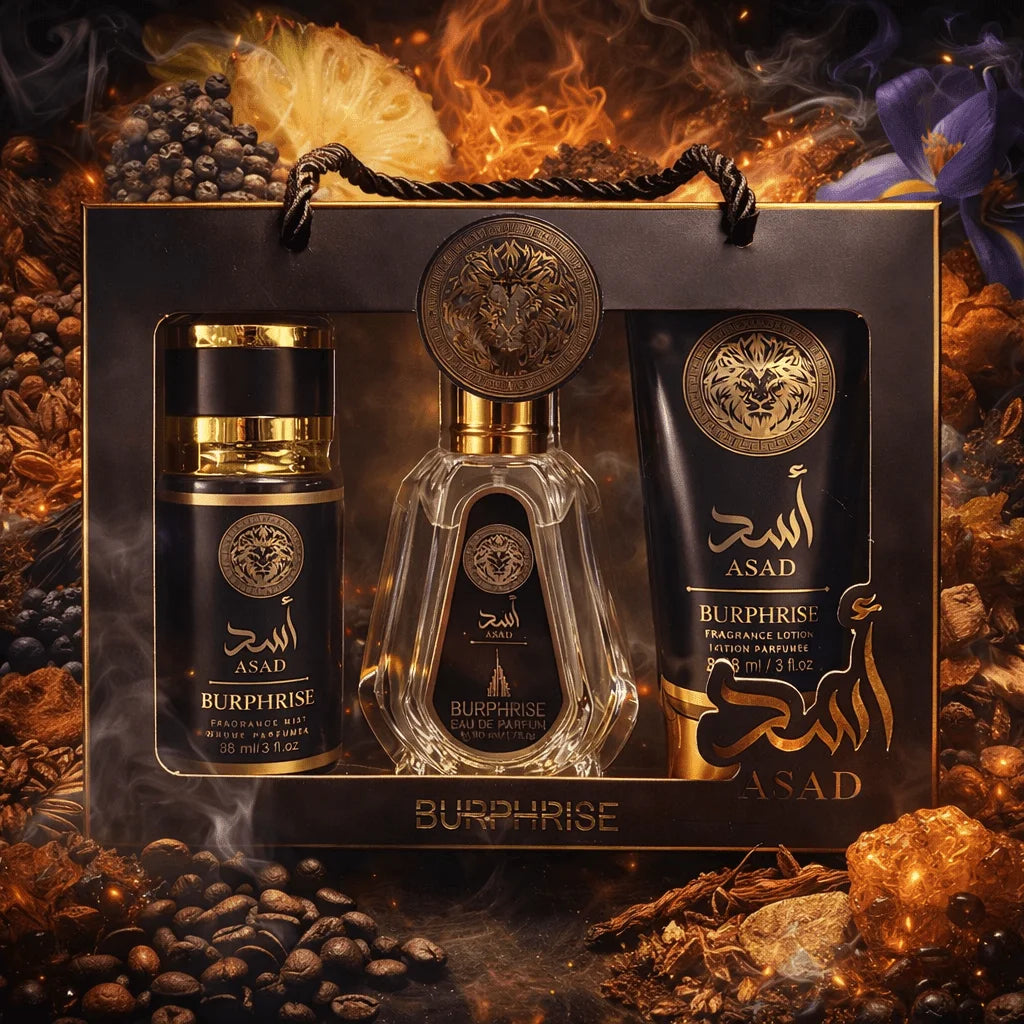 BURPHISE ASAD Coffret Cadeau Homme - EDP 50 ml + Brume 88 ml + Lotion 88 g