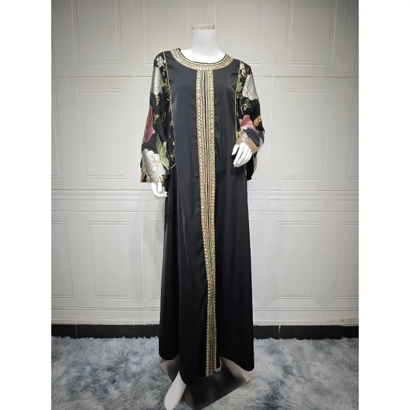 Robe Abaya élégante de Dubaï pour femmes, robe longue brodée pour femmes