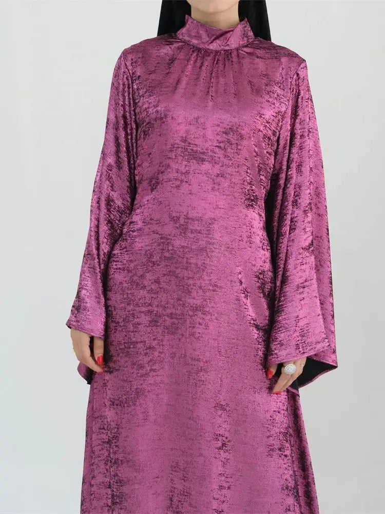 Abaya-Robe de luxe en satin pour femme, caftan kebaya marocain