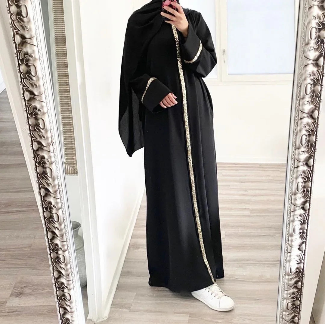 Mode Abaya longue Robe pour les femmes élégant épissure paillettes caftan