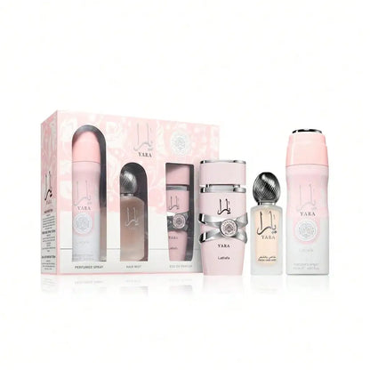 LATTAFA YARA 3-PIECE COFFRET SET - 100ML EDP + 200ML DEODORANT SPRAY + 50ML HAIR MIST