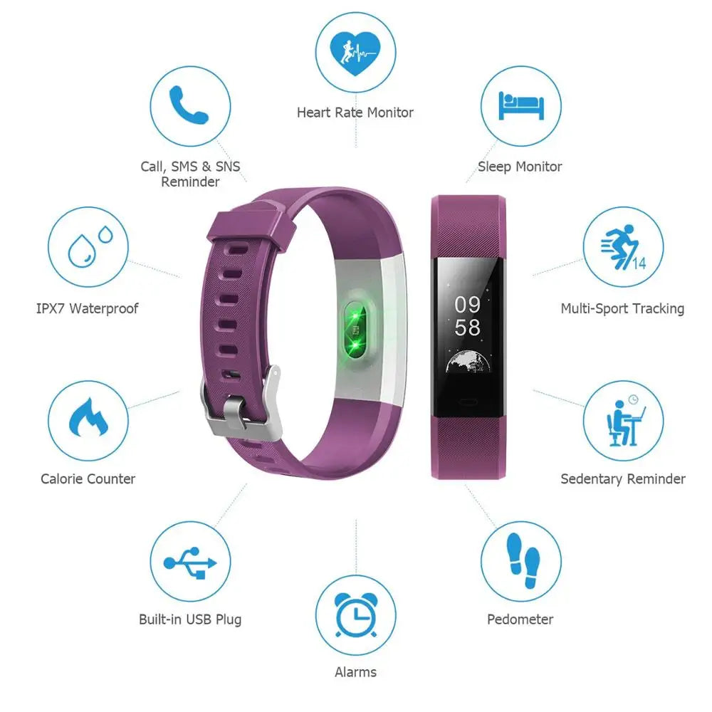Bracelet de sport intelligent pour hommes et femmes, podomètre,