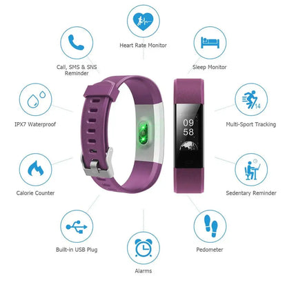 Bracelet de sport intelligent pour hommes et femmes, podomètre,