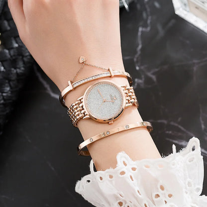 Montre-Bracelet de Luxe pour Femme, Ensemble de 3 Pièces, Horloge d'Anniversaire
