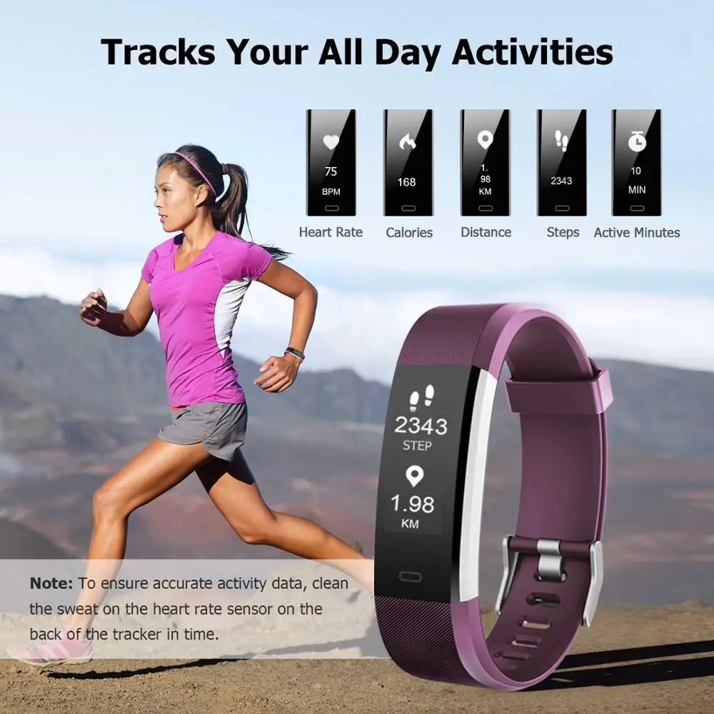 Bracelet de sport intelligent pour hommes et femmes, podomètre,