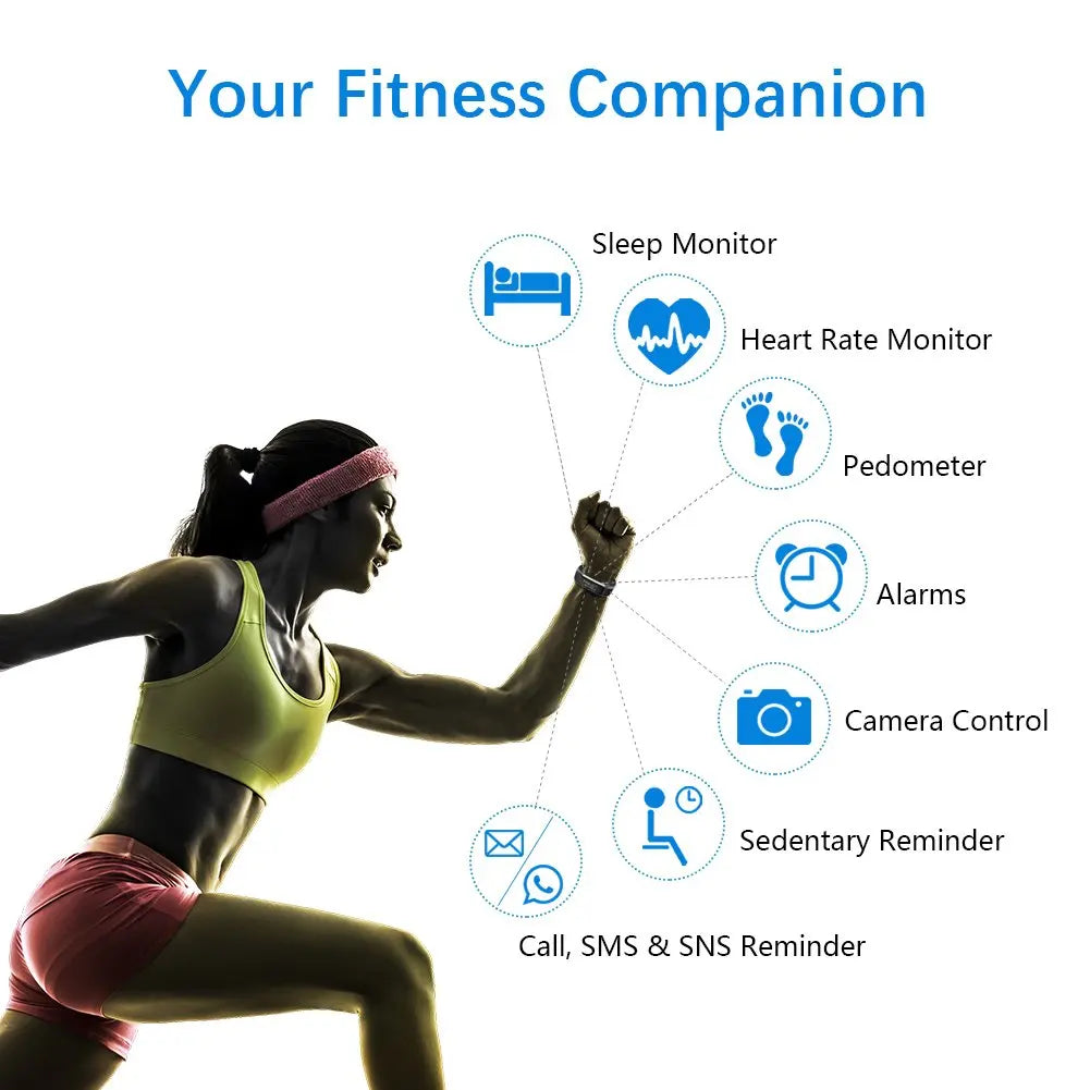 Bracelet de sport intelligent pour hommes et femmes, podomètre,