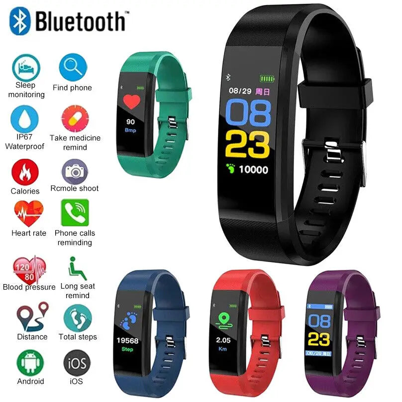 115plus Bluetooth 4.0 Bracelet de Sport Intelligent Smartwatch pour iOS Android Sport Fitness