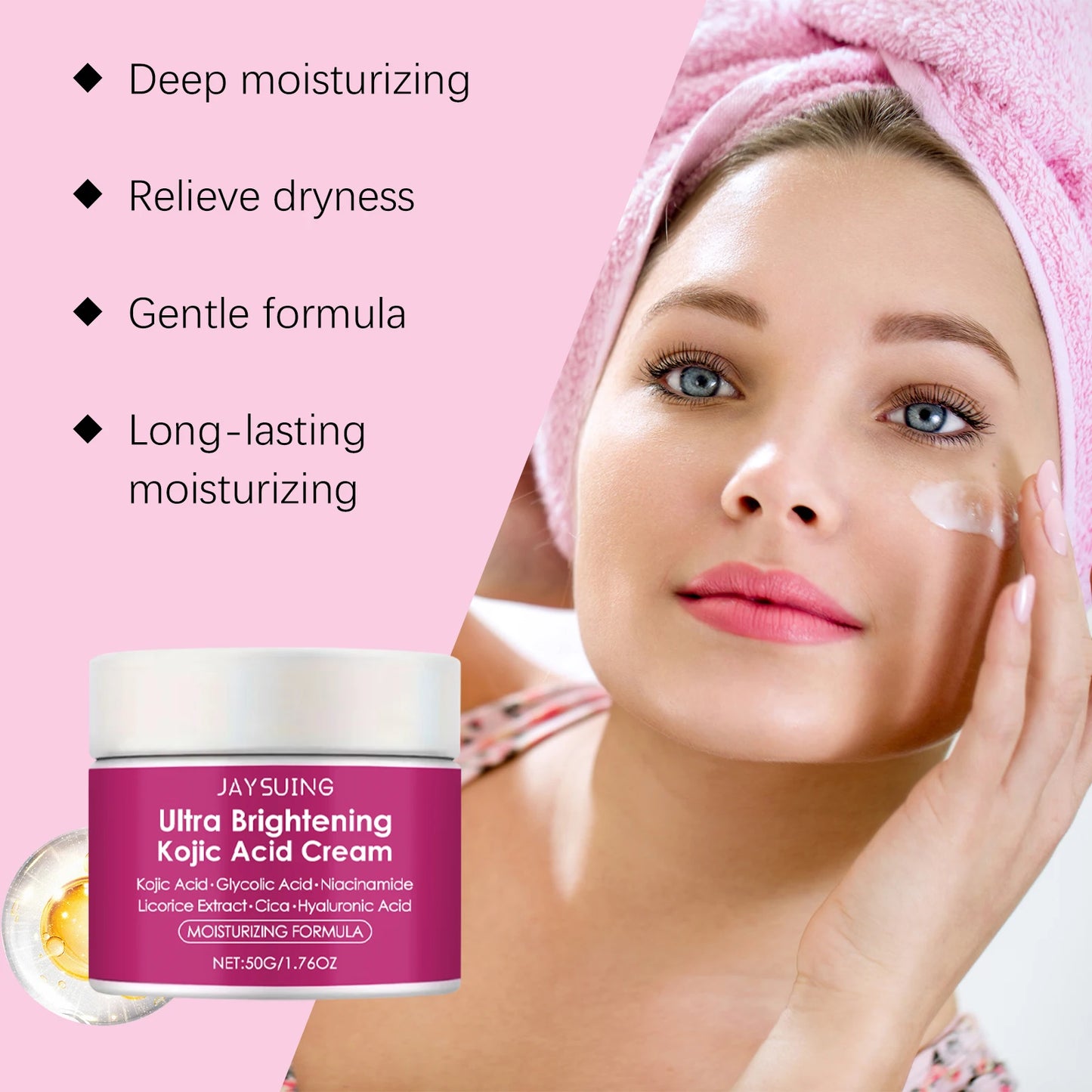 La crème hydratante à l'acide kojique hydrate la peau, pour le visage 50g