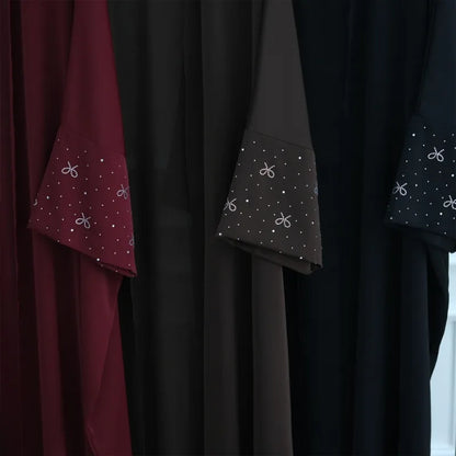 Abaya de luxe de dubaï avec nœud perlé, robe modeste pour femmes élégante