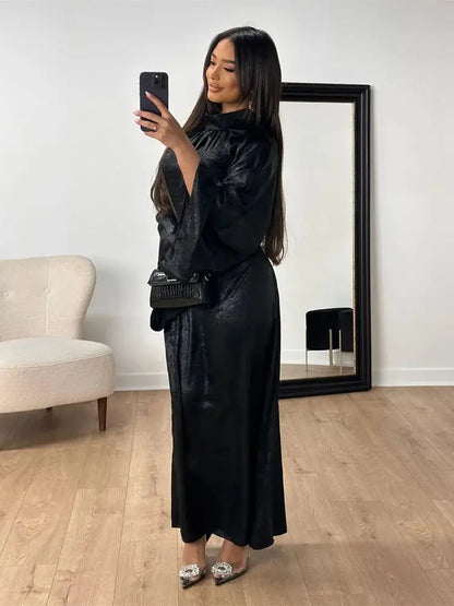 Abaya-Robe de luxe en satin pour femme, caftan kebaya marocain