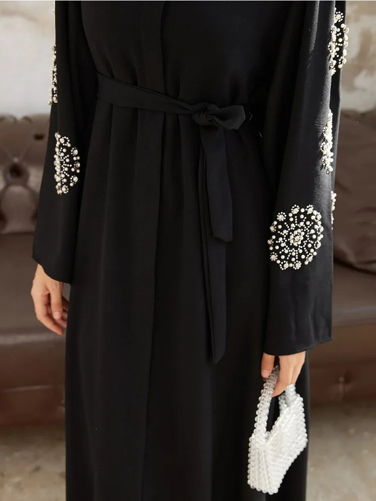 Abaya pour femmes de Dubaï, robe maxi perlée, Kaftan turc