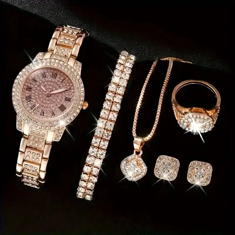 6 pièces ensemble femmes Montre horloge cadran romain marque de luxe Design