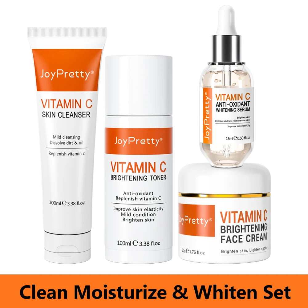 Ensemble de blanchiment du visage à la vitamine C, anti-taches éclaircissant, hydratant
