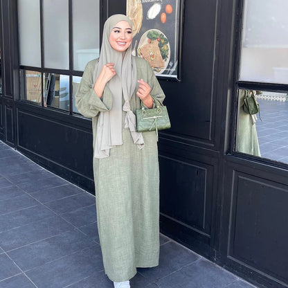 Abaya en lin décontracté pour filles, kebaya, kaftan, Turquie