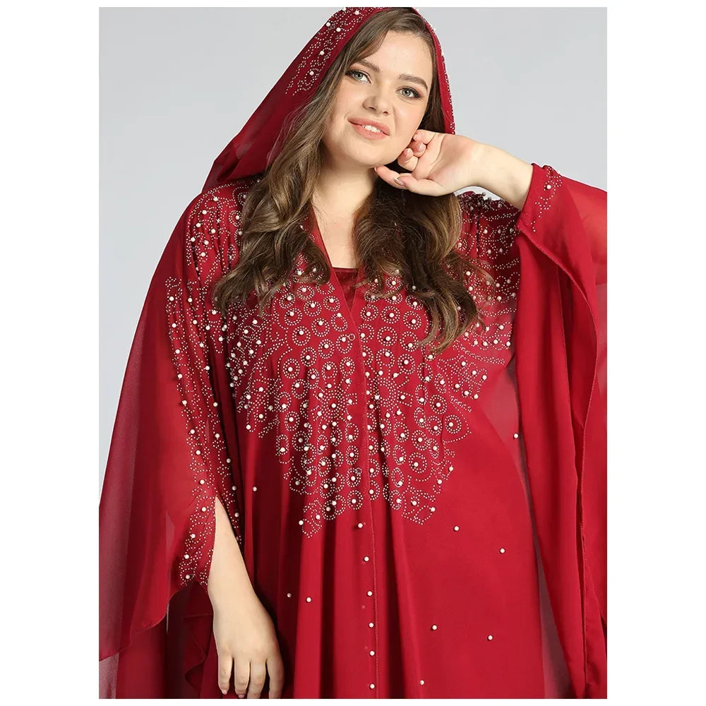 Abaya marocain caftan dubaï robe Maxi à capuche manches chauve-souris