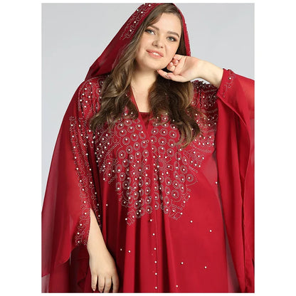Abaya marocain caftan dubaï robe Maxi à capuche manches chauve-souris
