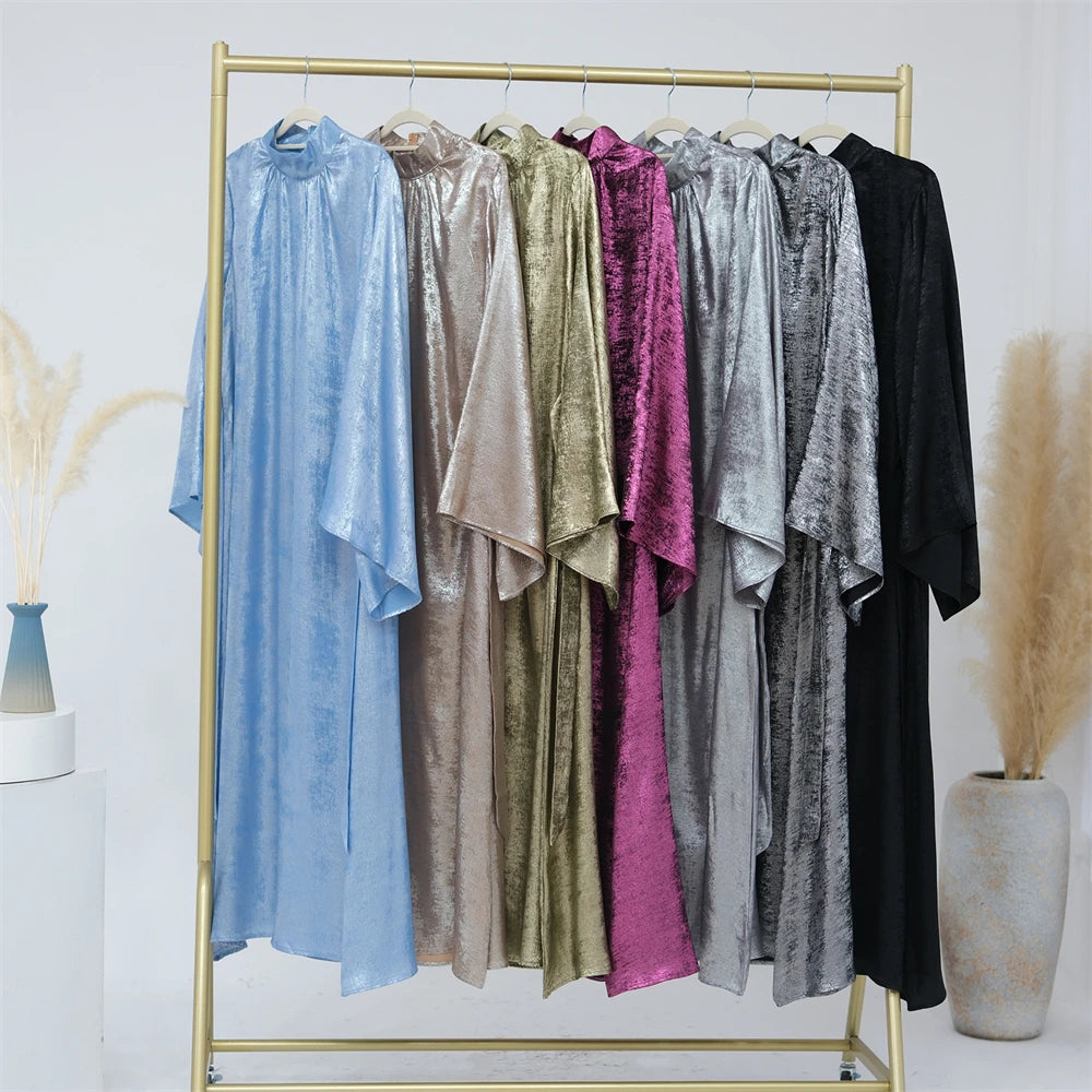 Abaya-Robe de luxe en satin pour femme, caftan kebaya marocain