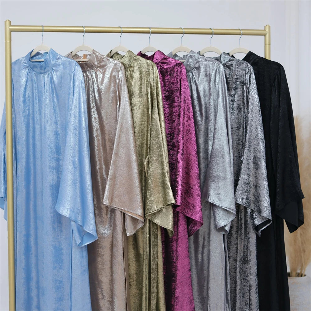 Abaya-Robe de luxe en satin pour femme, caftan kebaya marocain
