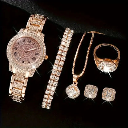 6 pièces ensemble femmes Montre horloge cadran romain marque de luxe Design