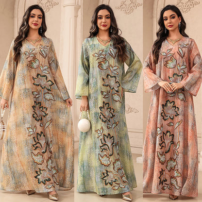 Abayas de luxe de Dubaï, Djellaba de l'Aïd, Robe longue pour femmes  à sequins