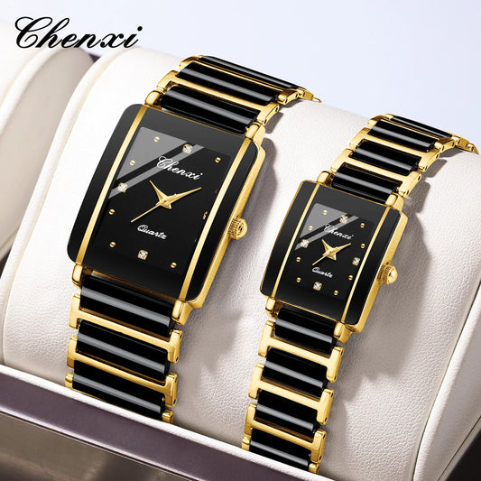 CHENXI 104A Top marque de luxe Couple montre hommes et femmes Imitation bracelet en céramique exquise Date montres relojes para damas