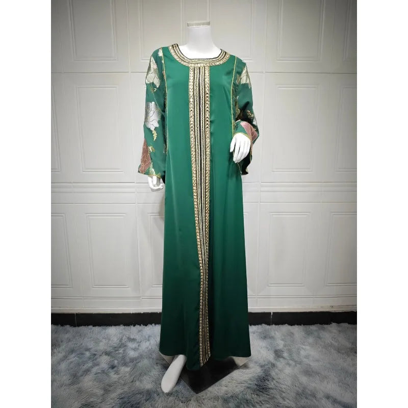 Robe Abaya élégante de Dubaï pour femmes, robe longue brodée pour femmes