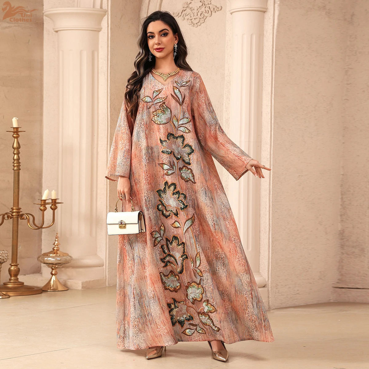 Abayas de luxe de Dubaï, Djellaba de l'Aïd, Robe longue pour femmes  à sequins