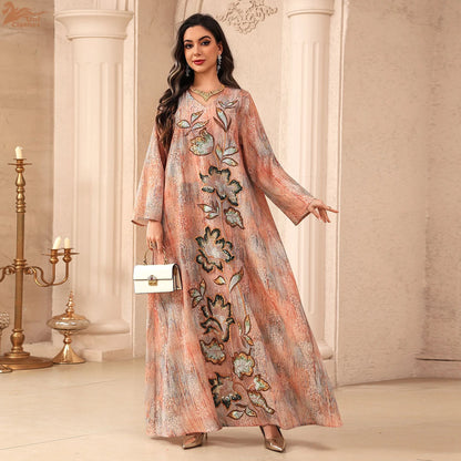 Abayas de luxe de Dubaï, Djellaba de l'Aïd, Robe longue pour femmes  à sequins