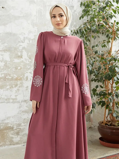 Abaya pour femmes de Dubaï, robe maxi perlée, Kaftan turc