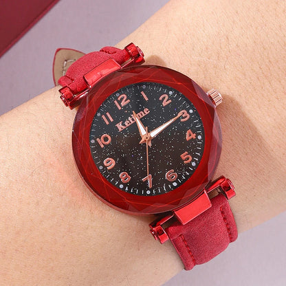 Montre-bracelet analogique en cuir pour femme, simple et décontractée,