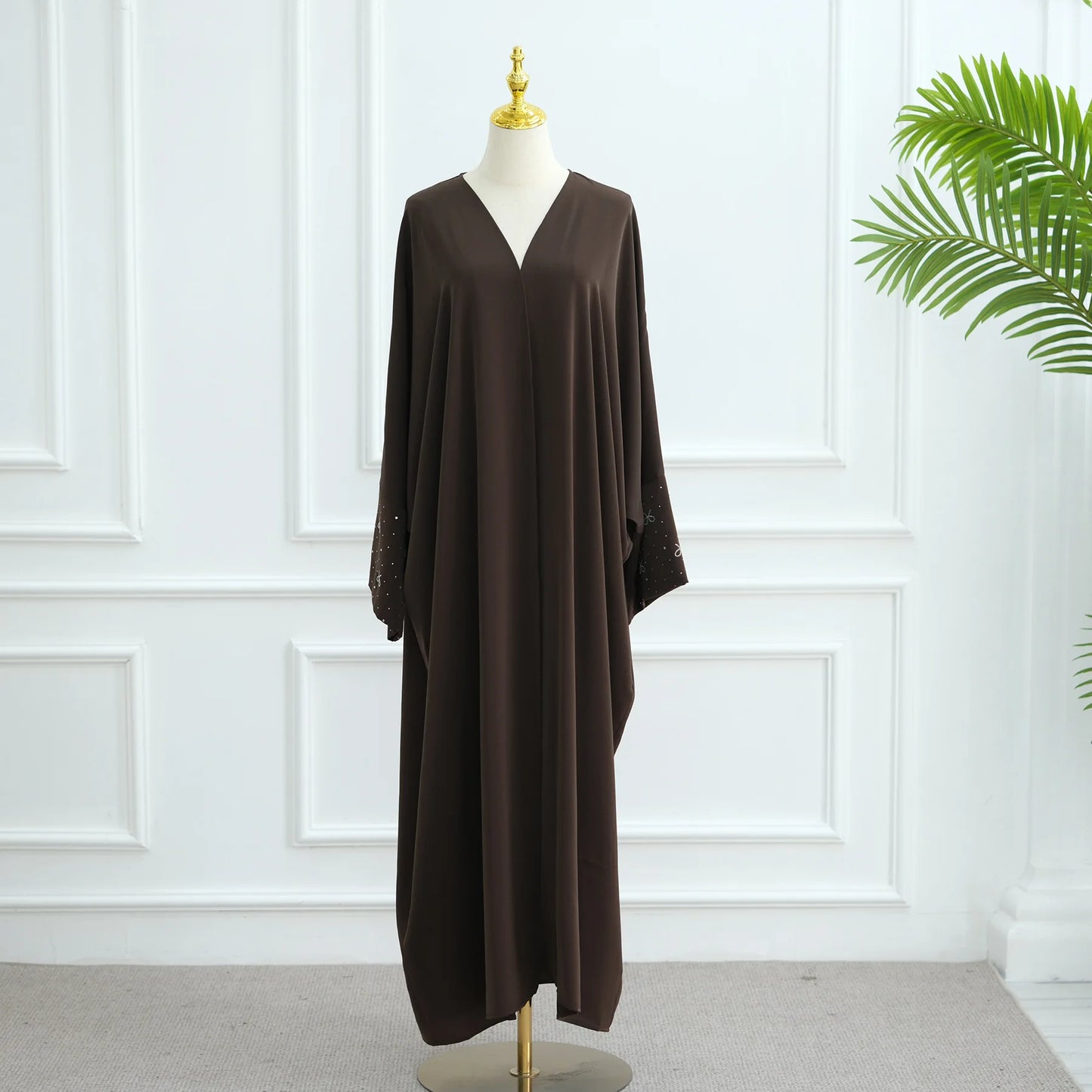Abaya de luxe de dubaï avec nœud perlé, robe modeste pour femmes élégante