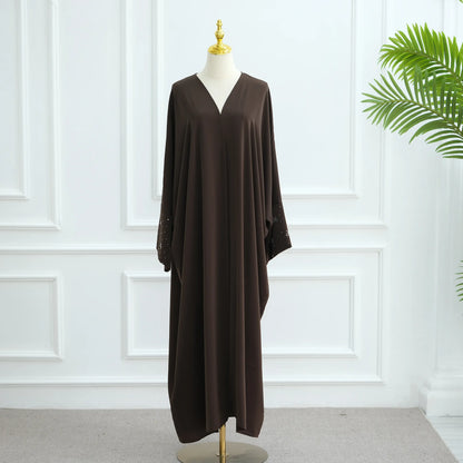 Abaya de luxe de dubaï avec nœud perlé, robe modeste pour femmes élégante