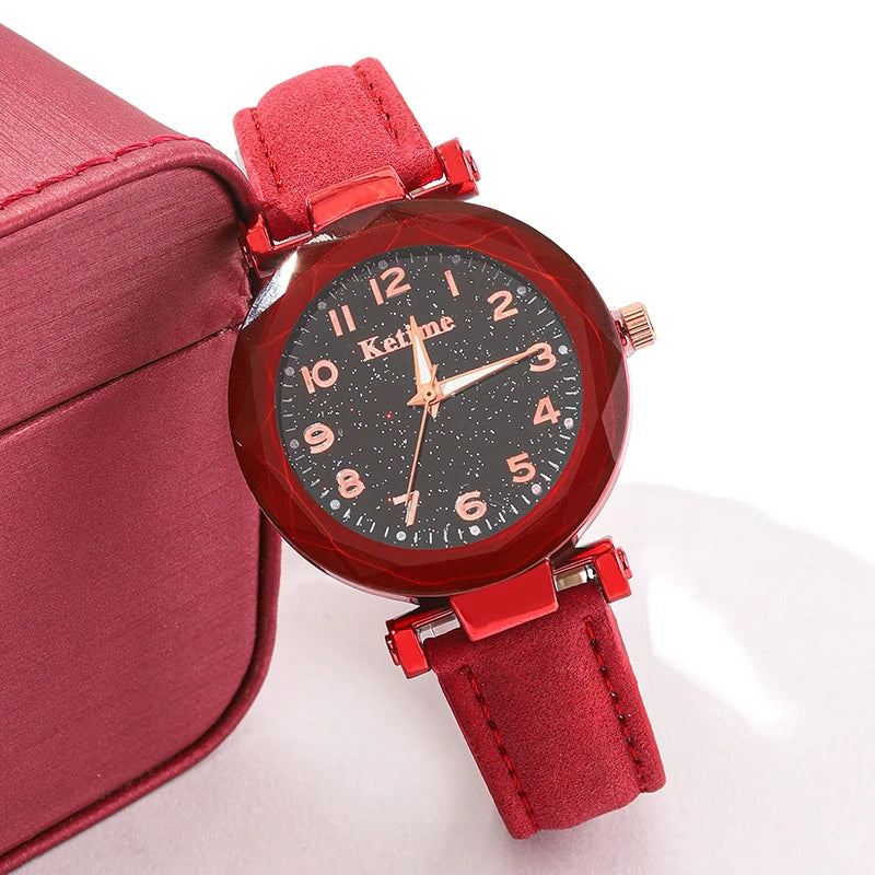 Montre-bracelet analogique en cuir pour femme, simple et décontractée,
