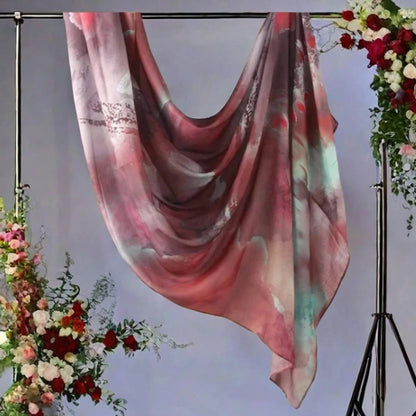 Écharpe en marbre Hijab imprimé aquarelle, Protection solaire douce et respirante