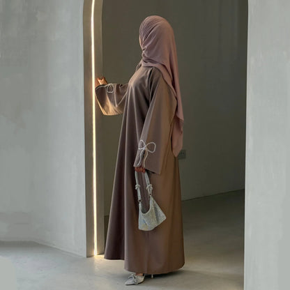 Robe Abaya de luxe cloutée pour femmes, modeste ornée de cristaux