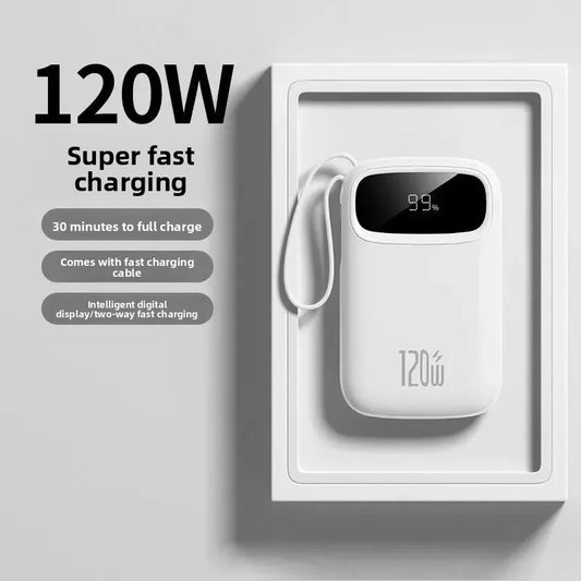 Batterie externe à charge super rapide 120W, nouvelle batterie externe de grande capacité 20000mAh avec câble