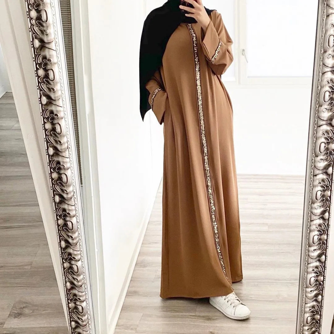 Mode Abaya longue Robe pour les femmes élégant épissure paillettes
