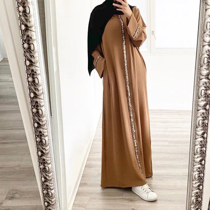 Mode Abaya longue Robe pour les femmes élégant épissure paillettes
