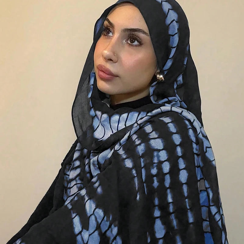 Écharpe en marbre Hijab imprimé aquarelle, Protection solaire douce et respirante