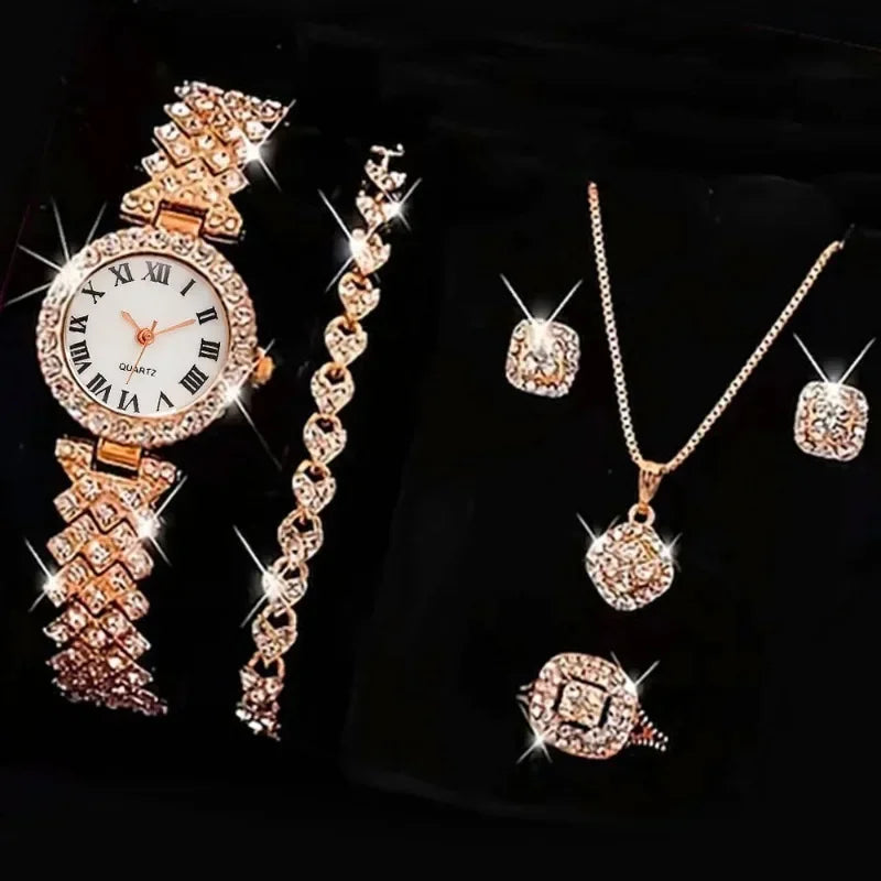 6 pièces ensemble femmes Montre horloge cadran romain marque de luxe Design
