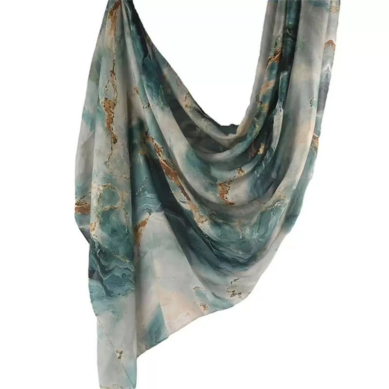 Écharpe en marbre Hijab imprimé aquarelle, Protection solaire douce et respirante