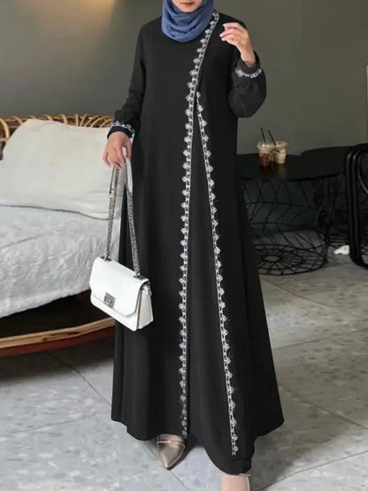 ZANZEA Robe en dentelle à manches longues pour femmes,
