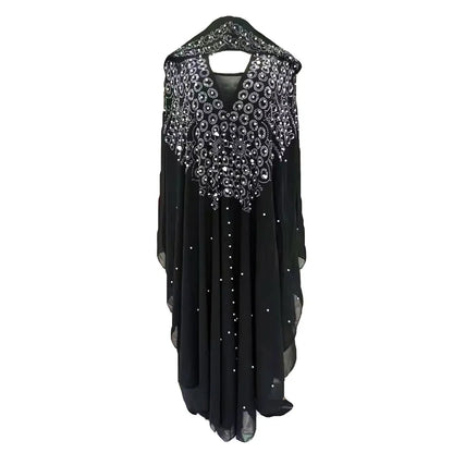 Abaya marocain caftan dubaï robe Maxi à capuche manches chauve-souris