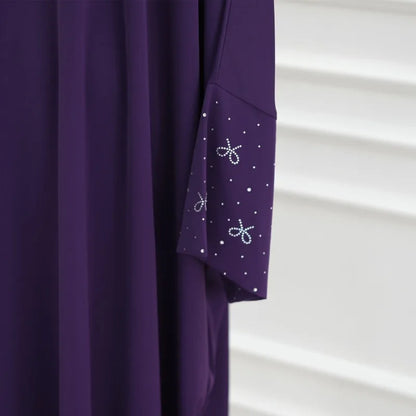 Abaya de luxe de dubaï avec nœud perlé, robe modeste pour femmes élégante