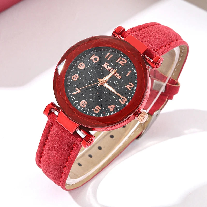Montre-bracelet analogique en cuir pour femme, simple et décontractée,