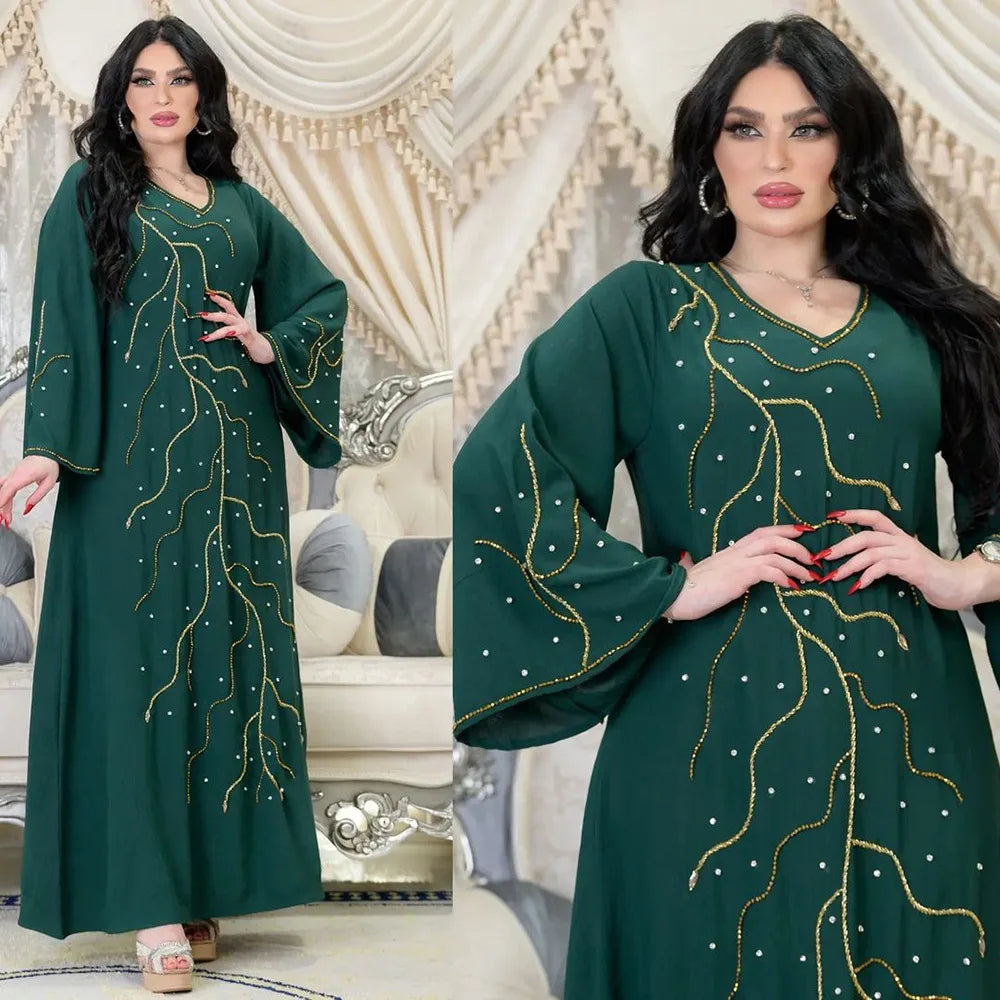 Caftan de soirée longue pour femmes, tenue élégante Dubaï, Turquie