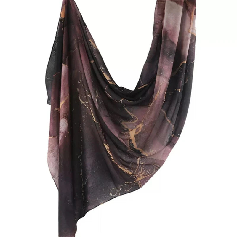 Écharpe en marbre Hijab imprimé aquarelle, Protection solaire douce et respirante
