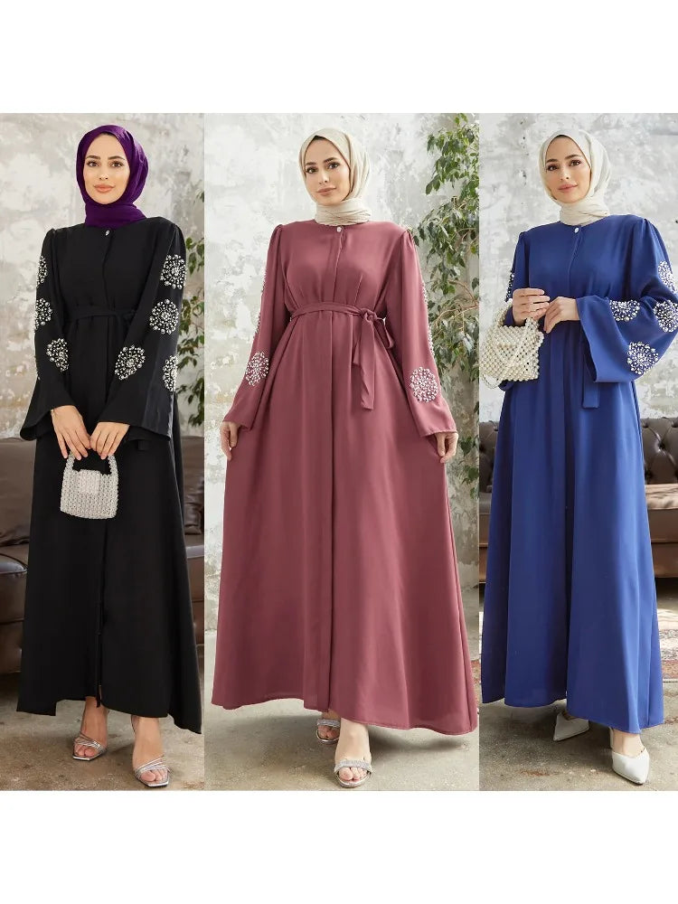 Abaya pour femmes de Dubaï, robe maxi perlée, Kaftan turc