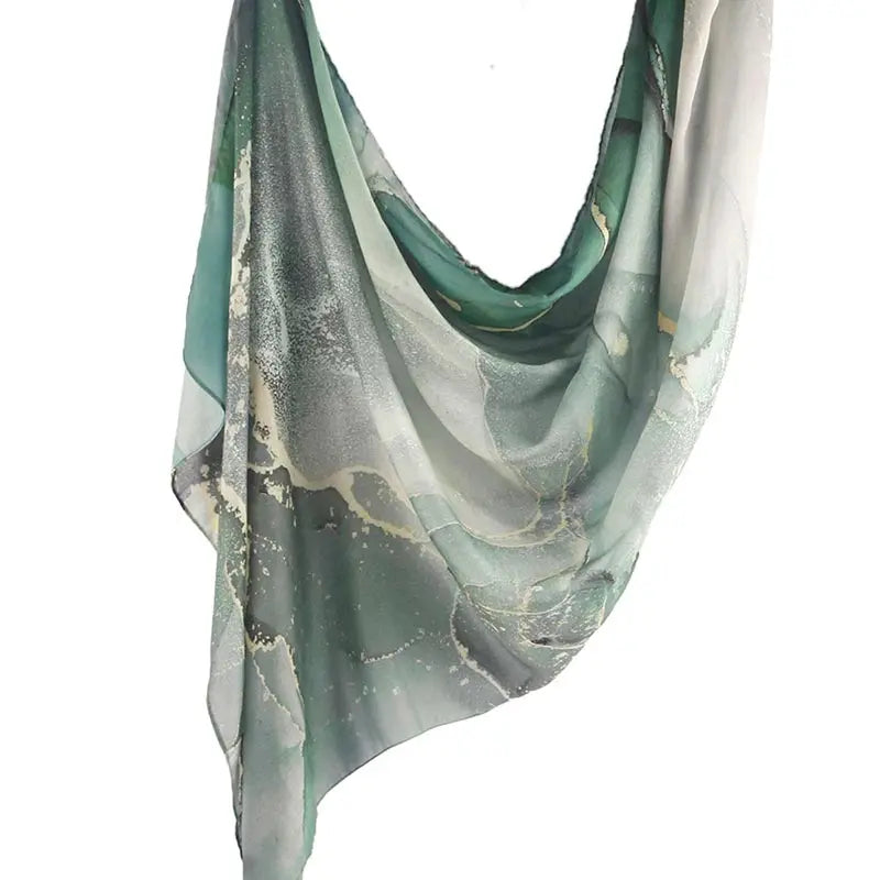 Écharpe en marbre Hijab imprimé aquarelle, Protection solaire douce et respirante