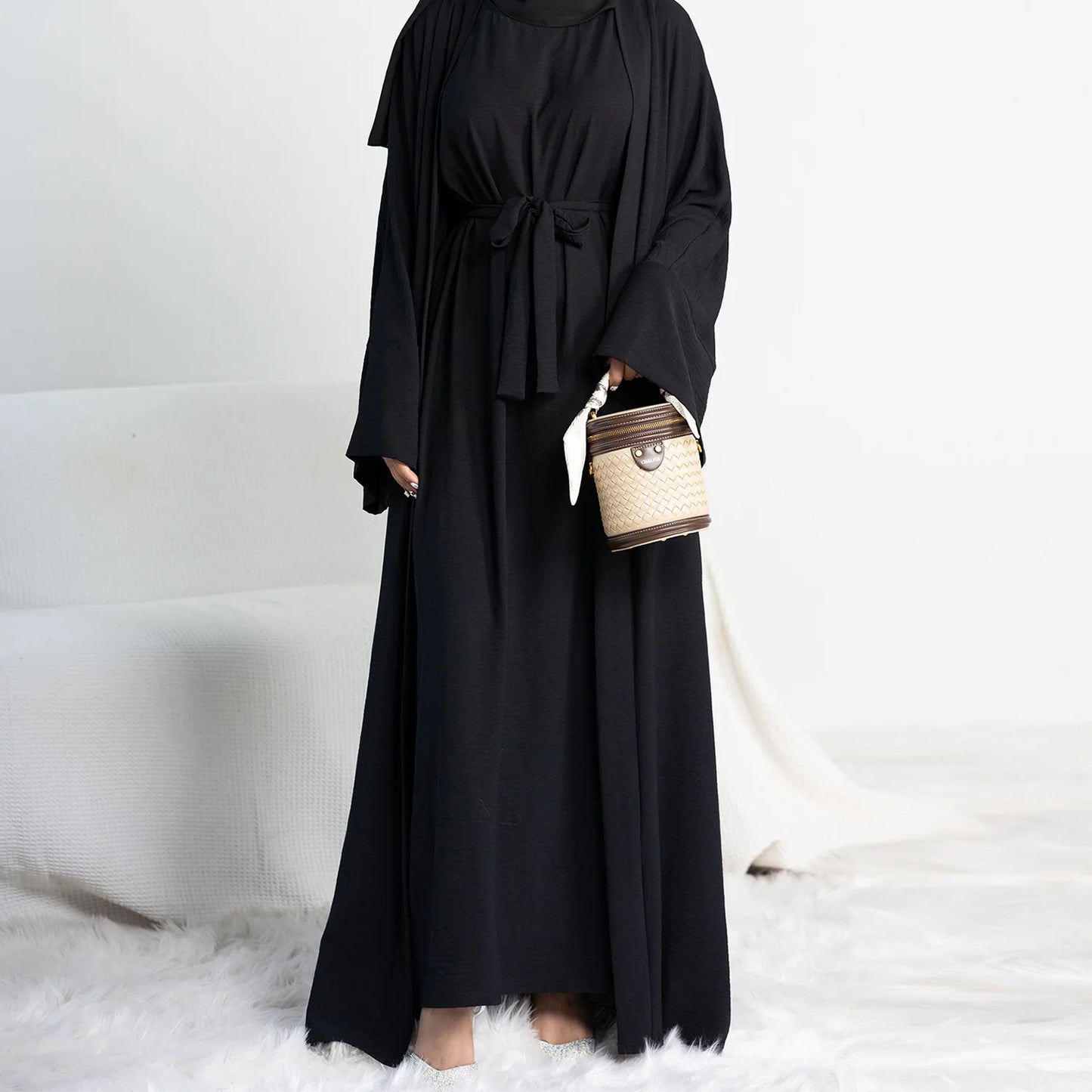 Ensemble de luxe pour femmes, Abaya ouverte, Kaftan, Dubaï, Turquie